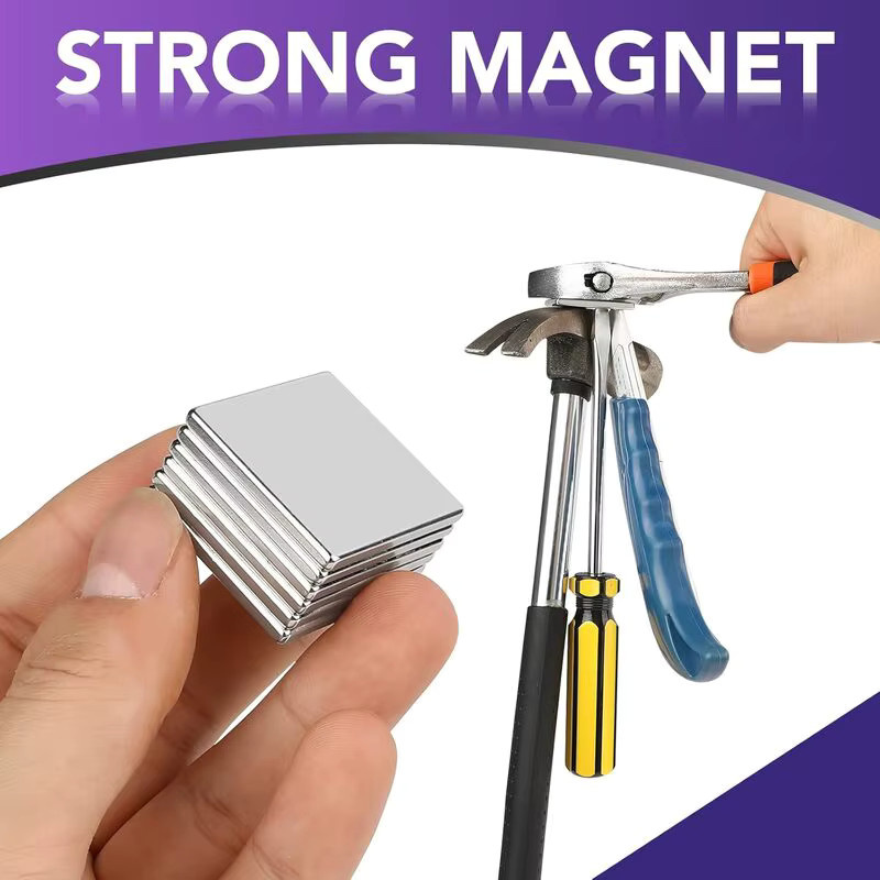 U-POLEMAG Quadratische Neodym-Magnete N35 Seltenerdmagnete Weiß B/H/T: 10 x 10 x 2 mm - Bild 2