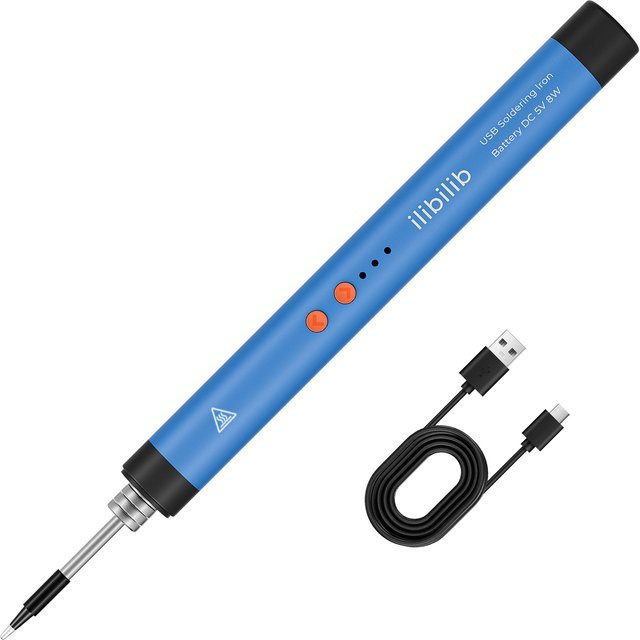 ILIBILIB HX8 Kabelloser USB-Lötkolben in Blau mit Akku, 8W, 300-420 °C - Bild 1