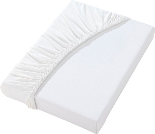 Wäschepur Spannbetttuch aus Jersey, 100% Baumwolle, Weiß, B/T: 100 x 200 cm, Bügelfrei - Bild 1