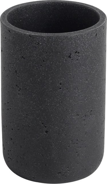 Mömax Zahnputzbecher Loki in Schwarz mit Steinoptik, Höhe: 11,5 cm, Breite: 7,6 cm, Tiefe: 1 cm - Bild 1