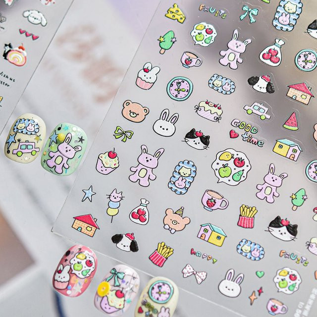 NAILFYOU Nagelsticker, Cartoon Tierfiguren, Glänzend - Bild 1