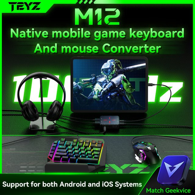 Gamwing M12 Mobile Game-Tastatur und Delta Force Mouse Controller-Konverter-Adapter für Android und iOS in Schwarz - Bild 1