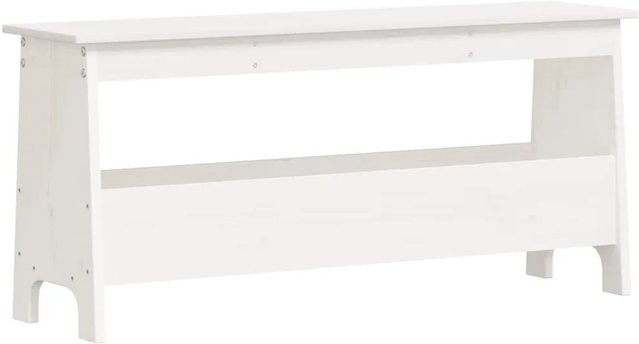 vidaXL Flurbank aus massivem Kiefernholz in Weiß, rustikale Sitzbank mit Schuhregal, B/T/H: 100 x 28 x 45 cm - Bild 1