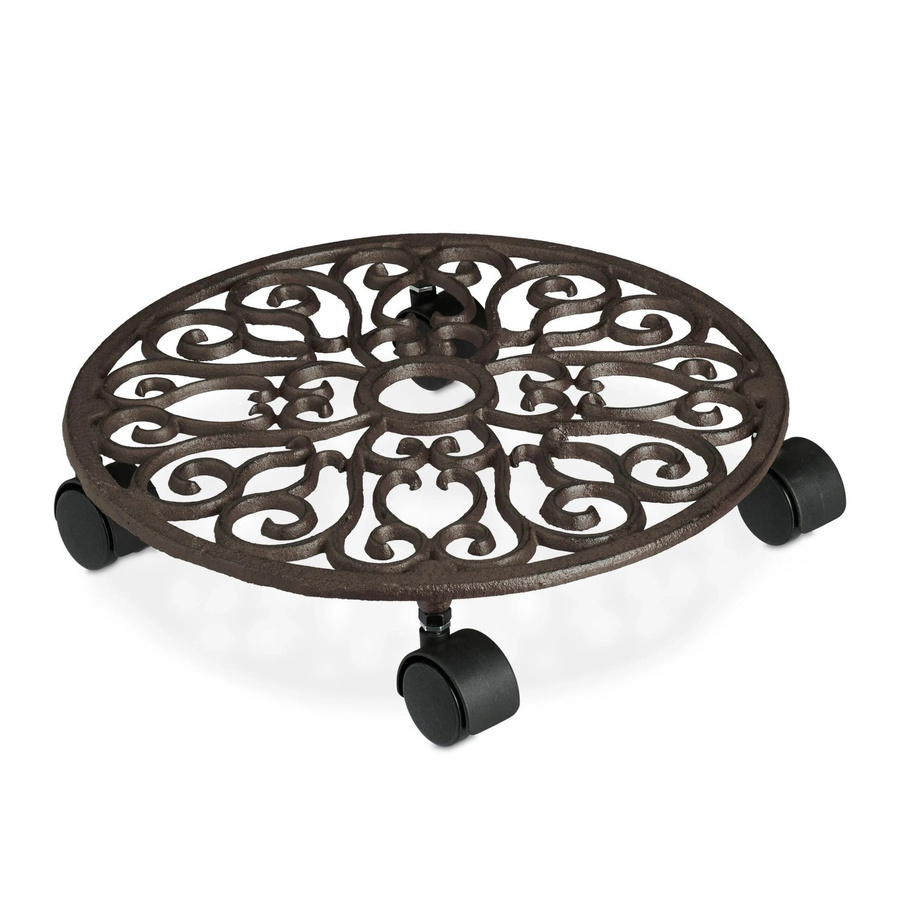 Relaxdays Pflanzenroller aus Gusseisen in Braun mit 4 Rollen, Durchmesser: 7,5 cm, Breite: 33,5 cm - Bild 2