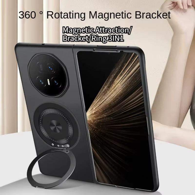 Magnetische Schutzhülle für Honor Magic V5 V3 V2 Vs3 Vs2 mit 360 Grad drehbarem Metallring und kabelloser Ladefunktion in Schwarz oder Silber - Bild 2