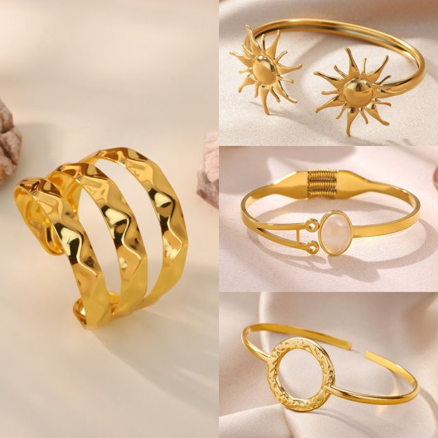 HPTOTMG Damenarmband Edelstahl, Gold, Zirkonia, Vintage - Bild 1