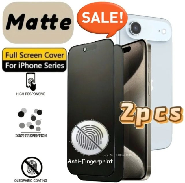 2er-Set Matte Screen Protector für iPhone 17, iPhone 16 Pro Max, iPhone 15, iPhone 14 Plus und iPhone Air, Anti-Fingerprint Glas, Transparent - Bild 1