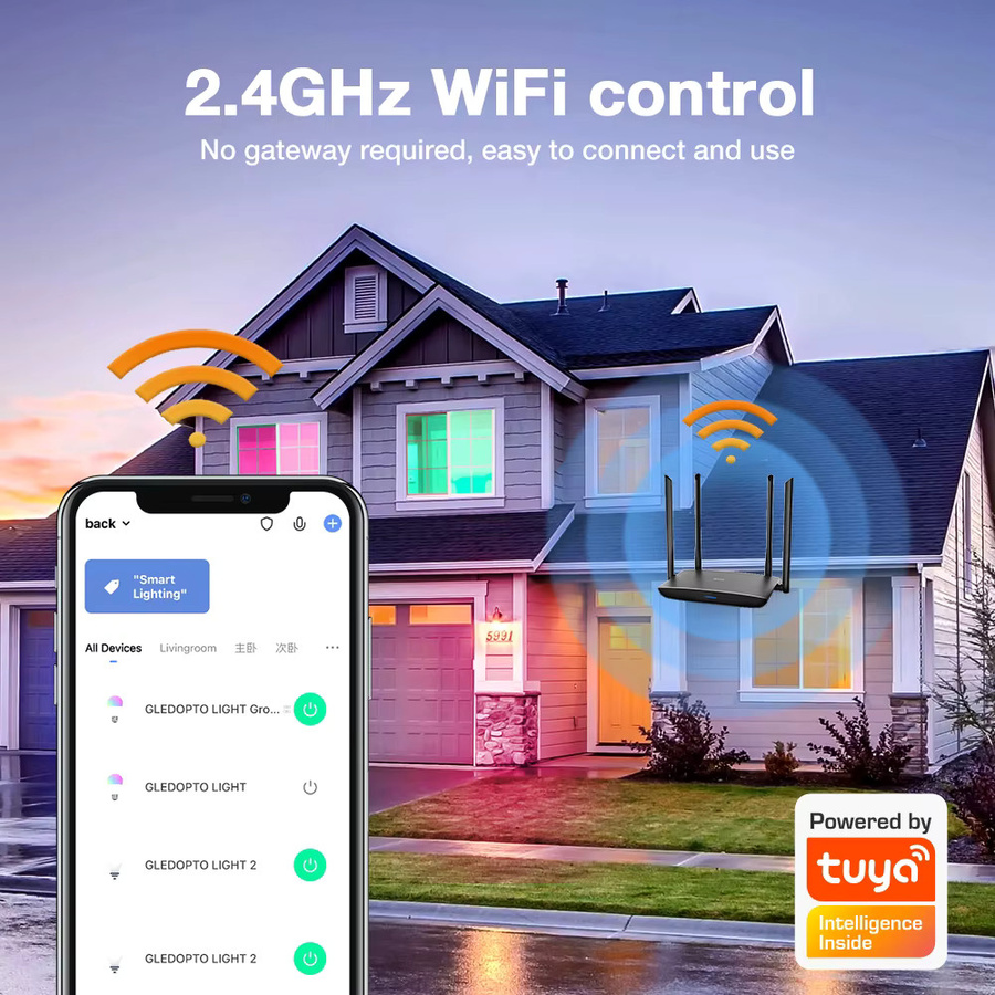 GLEDOPTO 5-in-1 LED-Streifen-Controller mit WiFi und Bluetooth, 20 A Dimmer für RGBCCT, RGBW, RGB, CCT, WWCW zur Steuerung via Tuya Smart Life App - Bild 2
