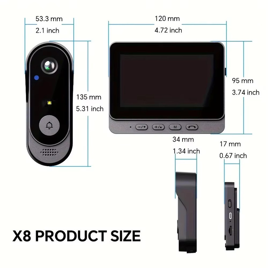 Sherway Drahtlose Wifi Türklingel Kamera mit 1080P Video Intercom, Wasserdicht, 4,3 Zoll IPS Bildschirm und IR Nachtsicht, Schwarz - Bild 6