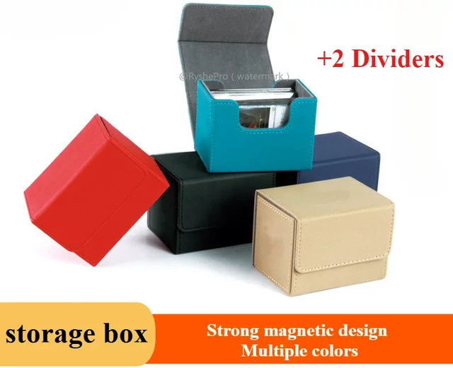 RyshePro Sammelkarten-Deckbox, Karten-Aufbewahrungsbox, PU-Leder, Grau - Bild 1
