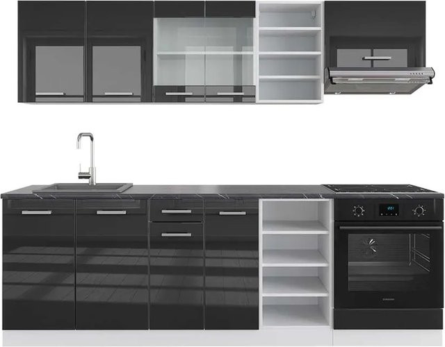 Vicco R-Line Küchenzeile in Anthrazit Hochglanz und Weiß, Breite: 240 cm - Bild 1