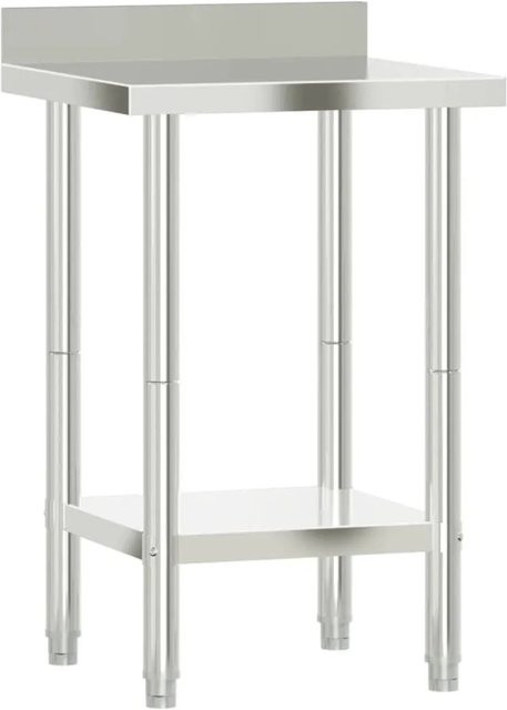 DELUKE Edelstahl Arbeitstisch mit Aufkantung in Silber, B/T/H: 55 x 55 x 93 cm - Bild 1