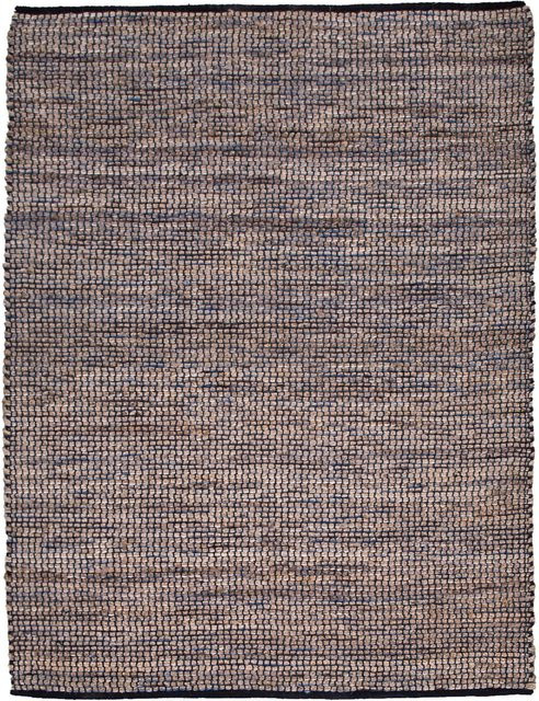 Handwebteppich Orkide in Blau im Boho-Stil aus Wolle und Jute, B/T: 80 x 150 cm - Bild 1