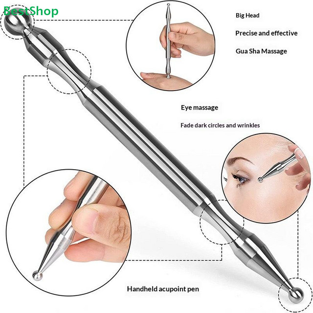 HNKMP Doppelendiger Akupressurstift aus Edelstahl, Augenmassage - Bild 1