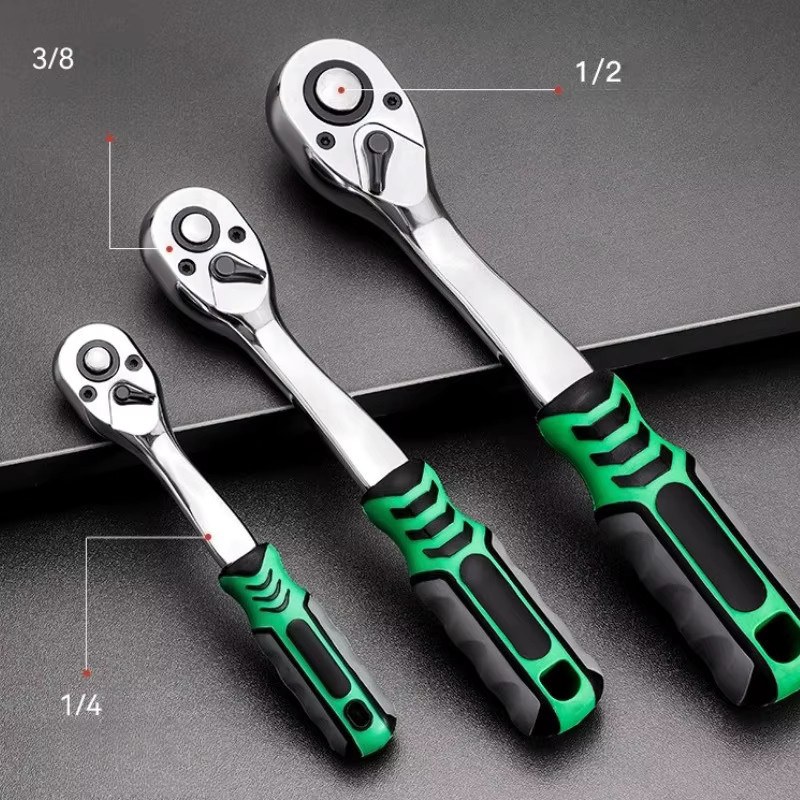 JUSTINLAU 12-teiliges Ratschenschlüssel-Steckschlüssel-Set mit 72 Zähnen, metrisches Set für Kfz-Reparatur und Haushalt, 1/4 Zoll, 3/8 Zoll und 1/2 Zoll - Bild 2