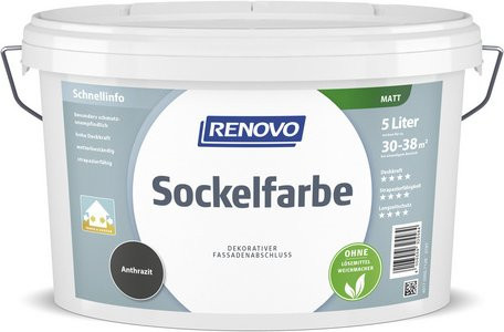 RENOVO Sockelfarbe Plaster in Anthrazit Grau, matt, wasserbasiert als Dispersionsfarbe - Bild 1