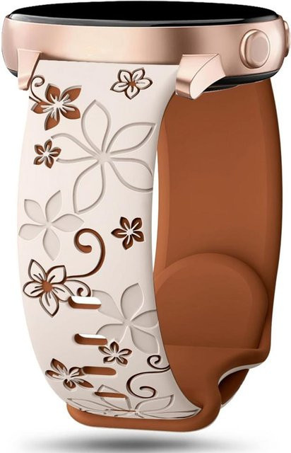 Uhrenarmband Silikon, Blumendesign, braun, 20 mm, Unisex - Bild 1