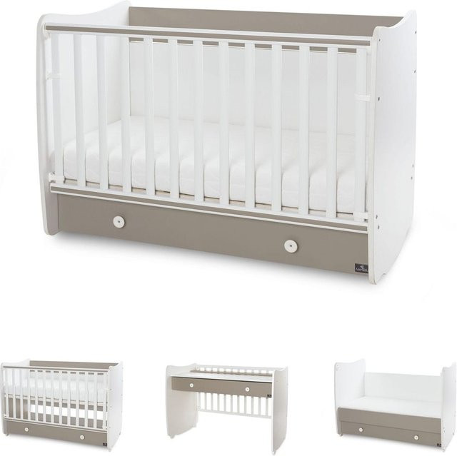 Lorelli Babybett Dream umbaubar als Kinderbett und Schaukelbett, B/T: 70 x 140 cm, dunkelbraun weiß - Bild 1