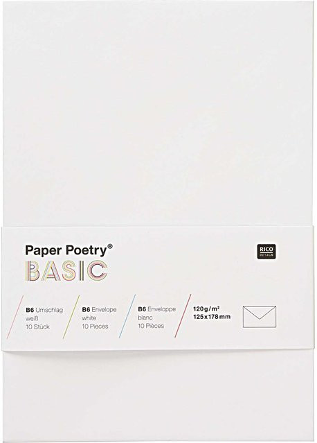 Rico Design Paper Poetry Kuvert Basic B6 Weiß, 10 Stück - Bild 1