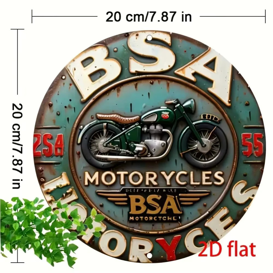 Vintage BSA Motorräder Metallschild Potdemiel – runde Wanddekoration in Multicolour mit klassischem Design - Bild 2