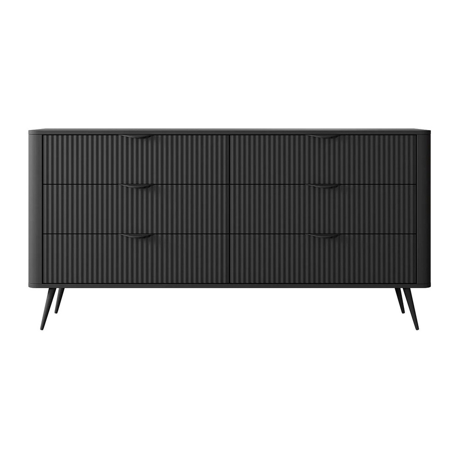 Vente-unique Kommode Elonaria modern Schwarz B: 163,0 cm, H: 81,0 cm, T: 38,0 cm - Bild 2