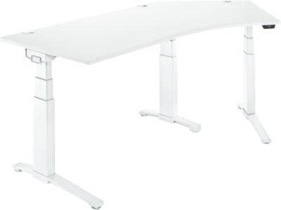 Schäfer Shop Genius ERGOSTYLE S Schreibtisch, elektrisch höhenverstellbar, 135°, C-Fuß, weiß/weiß, B: 216,5 cm, T: 80 cm, H: 64,5-130,5 cm - Bild 1