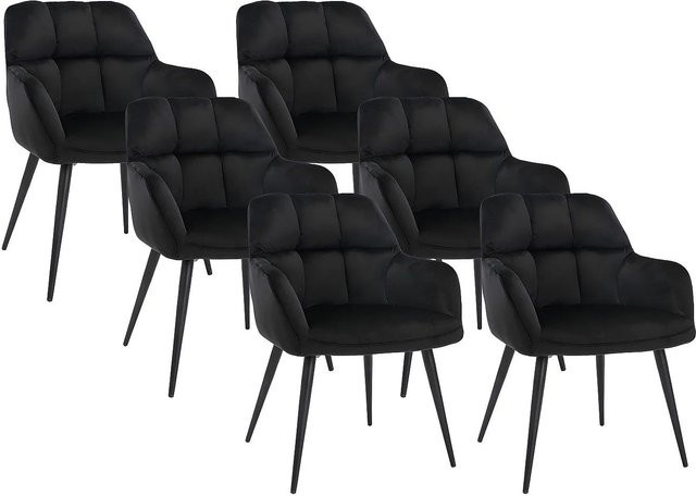 Vente-unique Stuhl Pega in Schwarz mit Samtbezug und Metallgestell, Breite: 58,5 cm - Bild 1