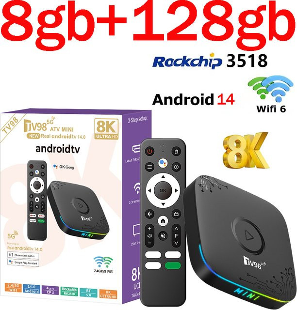 CLIBABIQBOX Smart Home Theater TV Box 2026 PK T1 mit Android 14, 8GB RAM, 128GB Speicher, Rockchip RK3518, WiFi6, Bluetooth 5.0 und Google Assistant, Schwarz - Bild 1