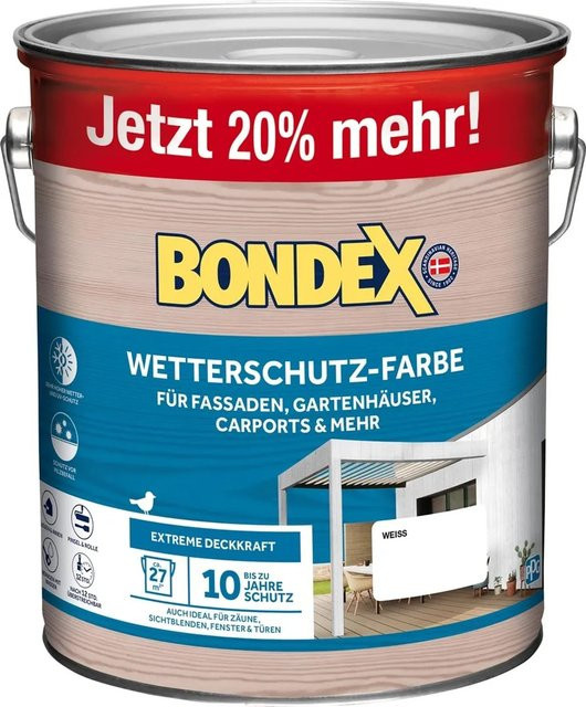 Bondex Wetterschutz-Farbe für Holz in Weiß, 3 Liter, für ca. 27 m² - Bild 1
