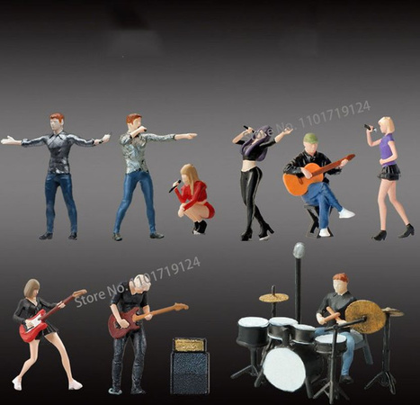 MAK Diorama Miniatur Musiker Figur im Maßstab 1/64 für Street View Szenen, mehrfarbig