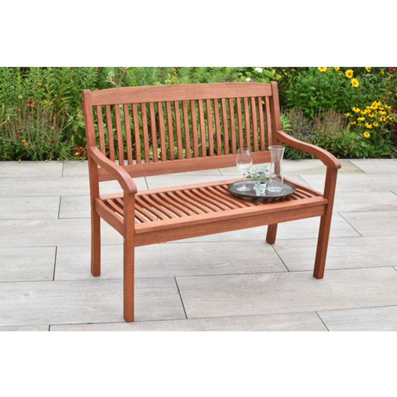 Merxx Maracaibo Gartenbank 2-Sitzer aus Holz und Stahl in Braun, B/H/T: 107 x 91 x 63,5 cm - Bild 3