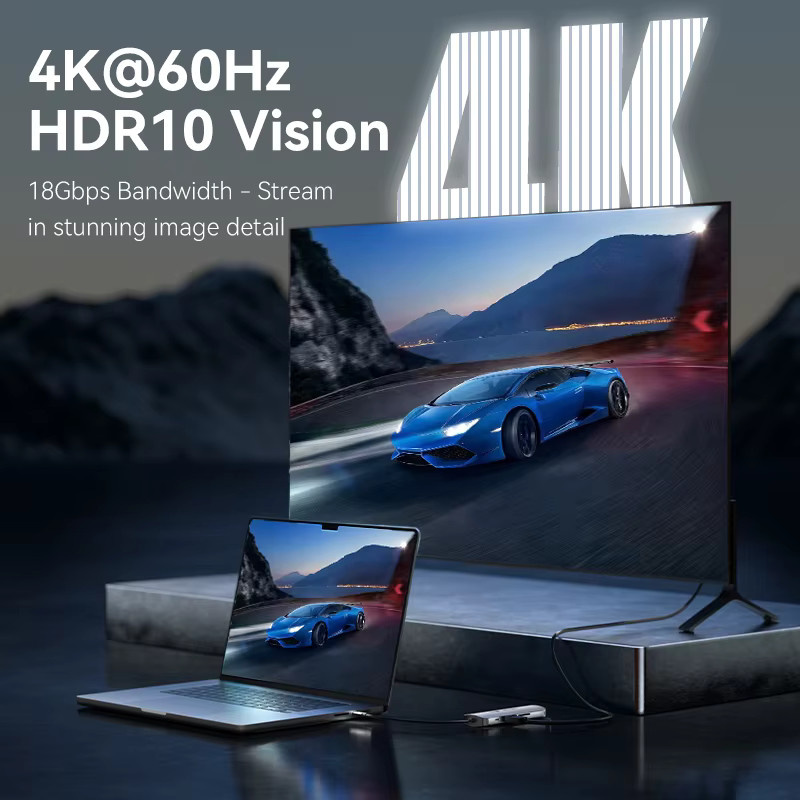 Vention USB C Hub mit HDMI 4K60Hz, RJ45 Ethernet und 100W PD für MacBook, iPhone 15, iPad und Laptop - Bild 2