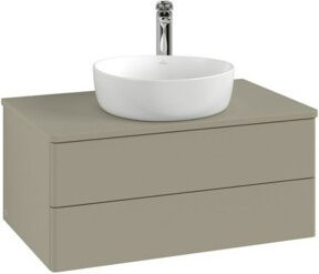 V&B Waschtischunterschrank Antao mit Frontstruktur und Beleuchtung in Grau, B/T/H: 80 x 36 x 50 cm - Bild 1