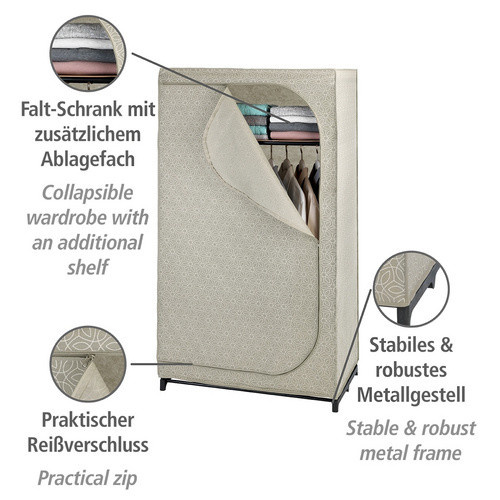 Wenko Kleiderschrank Balance in Taupe mit Ablage, B/H/T: 90 x 160 x 50 cm - Bild 2