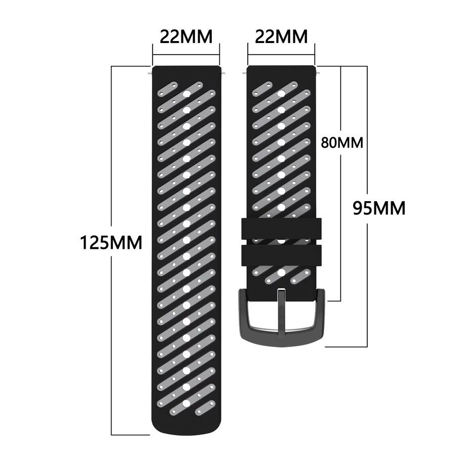 QCTOG Uhrenarmband Silikon, 22mm, Schwarz, Unisex - Bild 3