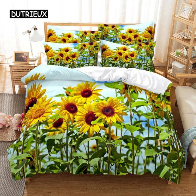 Sonnenblumen Bettwäscheset Binchi Outdoor Product mit floralem Design, 3-teilig, B/H: 150 x 200 cm, Mehrfarbig - Bild 1
