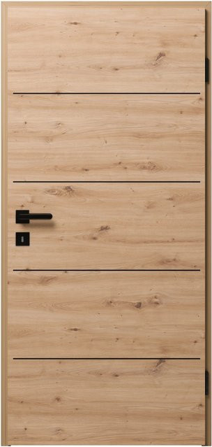 Zimmertür GetaDoor Modern Line 3705 Artis in Eiche Dekor, Farbe Braun, Anschlag Rechts, B: 98,5 cm, H: 198,5 cm - Bild 1