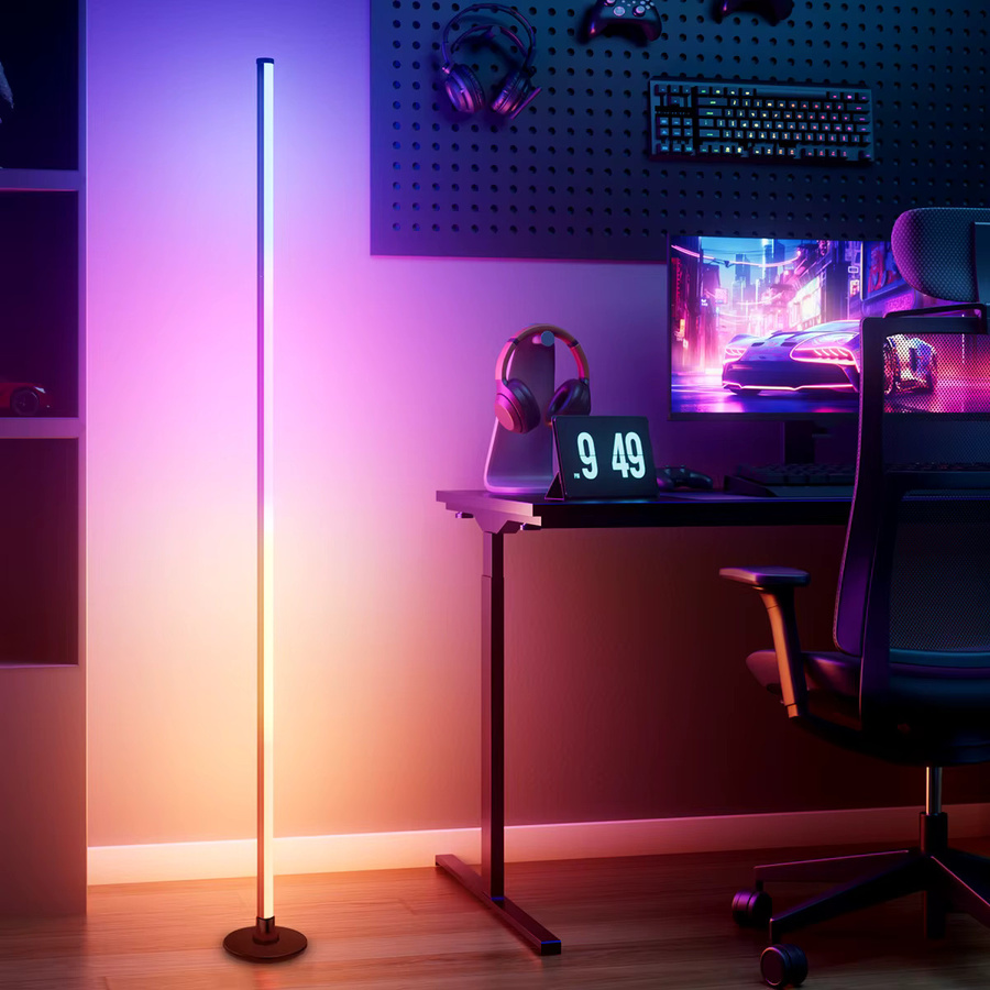Aogled RGBIC LED-Stehlampe in Schwarz mit App- und Fernbedienung, moderne Ambientebeleuchtung für Wohnzimmer und Home-Office, Höhe: 122 cm - Bild 3