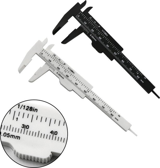 HpLive 2er-Set Mini Kunststoff Schiebe-Messschieber 80 mm Messwerkzeug und Lineal Mikrometer-Handwerkzeug-Zubehör - Bild 1