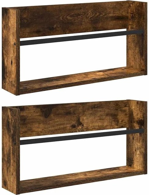 vidaXL Magazinregal Set aus 2 Stück in Geräuchert Eiche, Wandmontage, B/H/T: 60 x 30 x 12 cm - Bild 1