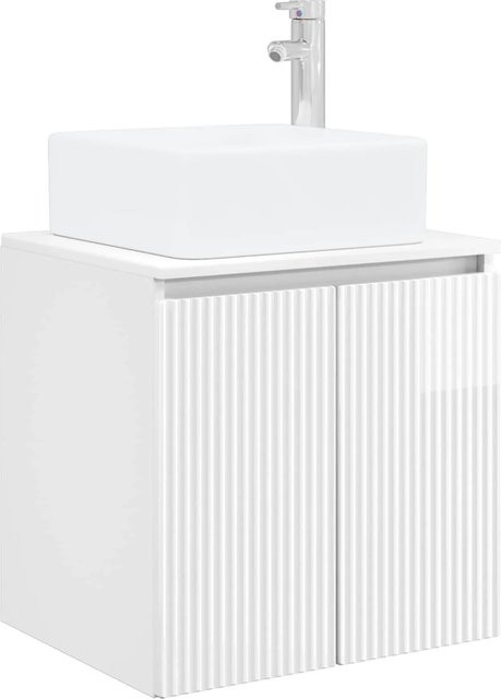 vidaXL Wandmontierter Waschtisch in Hochglanz Weiß mit Schrank, B/T/H: 49,5 x 41 x 63 cm - Bild 1