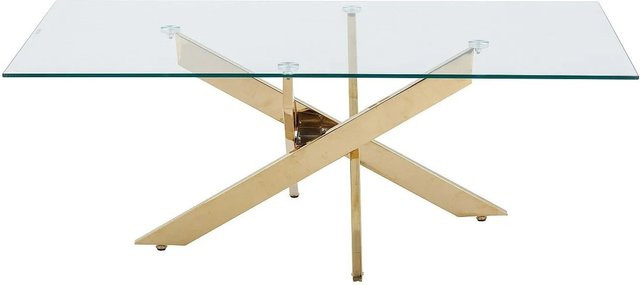 Couchtisch Cosima von COSIMA in Art Deco Design, transparent und goldfarben, aus gehärtetem Glas und Metall, B/T/H: 120 x 60 x 45 cm - Bild 1