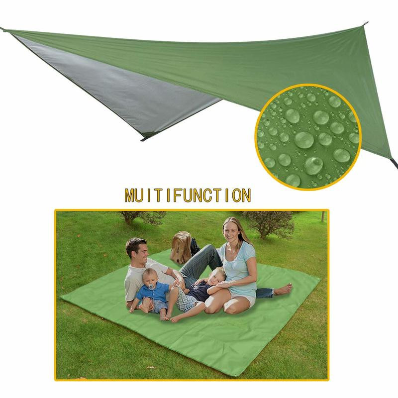 Binchi Outdoor Product Camping-Hängematte mit Moskitonetz und Regenfliege in Grün aus Nylon inklusive Baumgurten - Bild 3