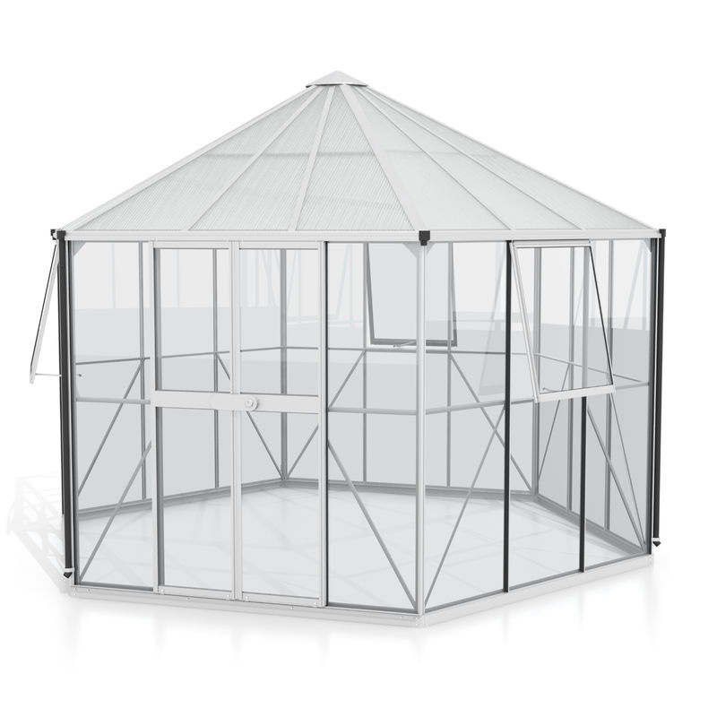 Vitavia Gewächshaus-Pavillon Hera 9000 mit Stahlfundament aus eloxiertem Aluminium, 9,0 m², 3 mm ESG und 6 mm HKP - Bild 3