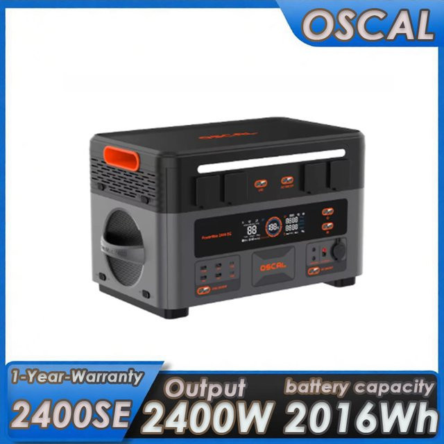 OSCAL Power Max 2400SE Tragbare Powerstation mit 2400W Ausgangsleistung, 2016Wh Kapazität und LiFePO4 Akku in Schwarz - Bild 1