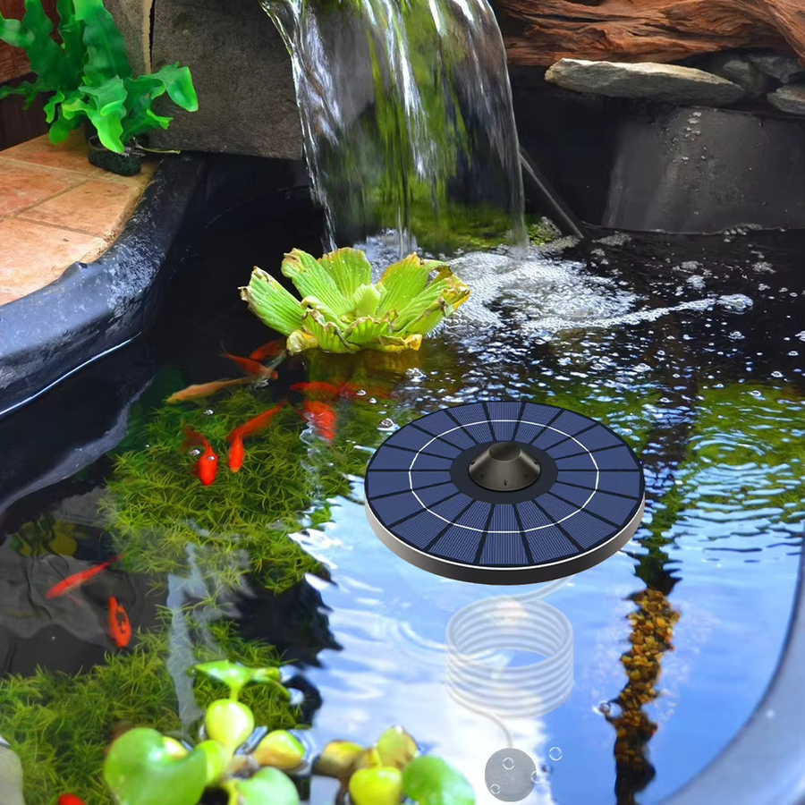 APWIKOGER Solarbetriebener schwimmender Teichbelüfter mit Luftschlauch und Blasenstein sowie automatischer Abschaltung für die Vogeltränke - Bild 4