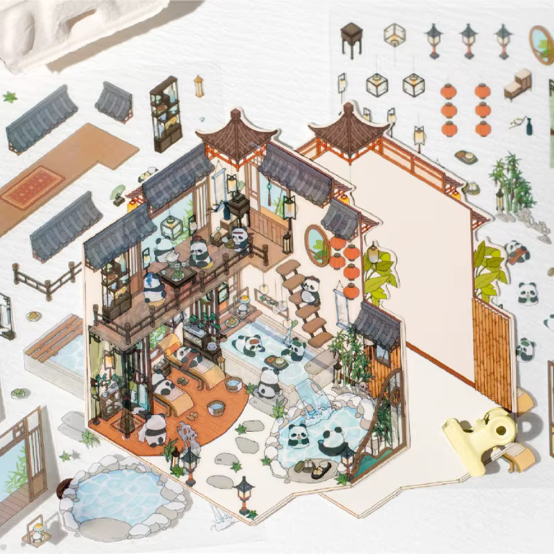 Mr. Paper 1Style Panda Landschaft Aufkleber Set, 8 Teile pro Beutel, Multicolour, DIY Handbuch Sammelalbum Foto Sticker - Bild 2