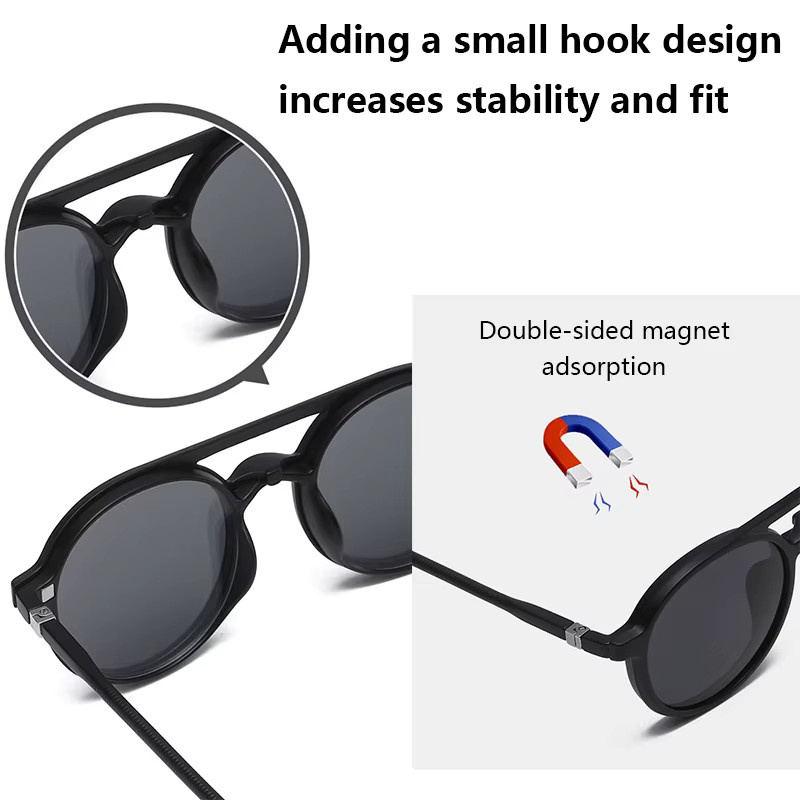 NINJONA Sonnenbrille, rund, Vollrand, schwarz, polarisiert - Bild 5