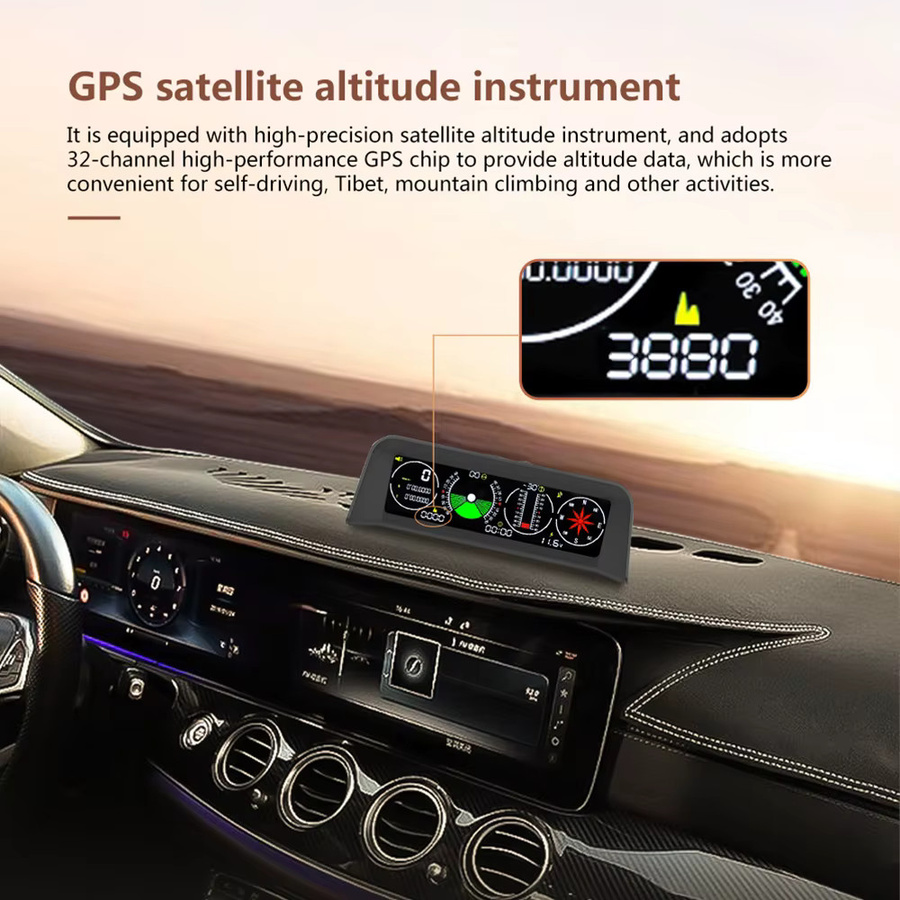 MAIMEIMI Multifunktions-Head-up-Display x90 GPS Tachometer mit Kompass und Neigungsmesser in Schwarz für Auto und Geländewagen - Bild 4