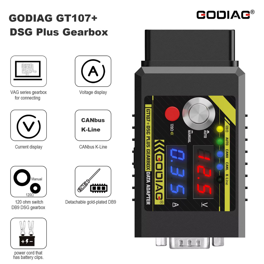GODIAG GT107 Plus ECU Programmieradapter und DSG Getriebe Universal Jumper in Schwarz für Benz, BMW, DQ250, DQ200, VL381, VL300, DQ500 und DL501 - Bild 4